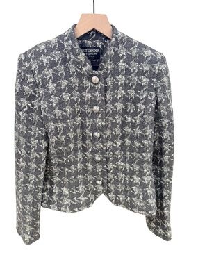 Vintage Herbert Grossman Cynthia Sobel Gray Silver Bouclé Jacket Blazer 6 USA
